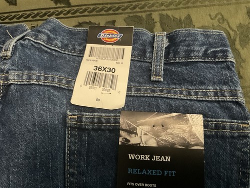 Jeans Dickies Para Hombre 36X30 Azul Denim Calce Relajado Pierna Recta Trabajo Jean Nuevo con Etiquetas - Imagen 2 de 12