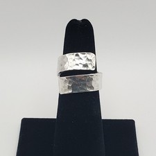 925 Sterling Silver Minimalist Hammered Wrap Ring Size 6
