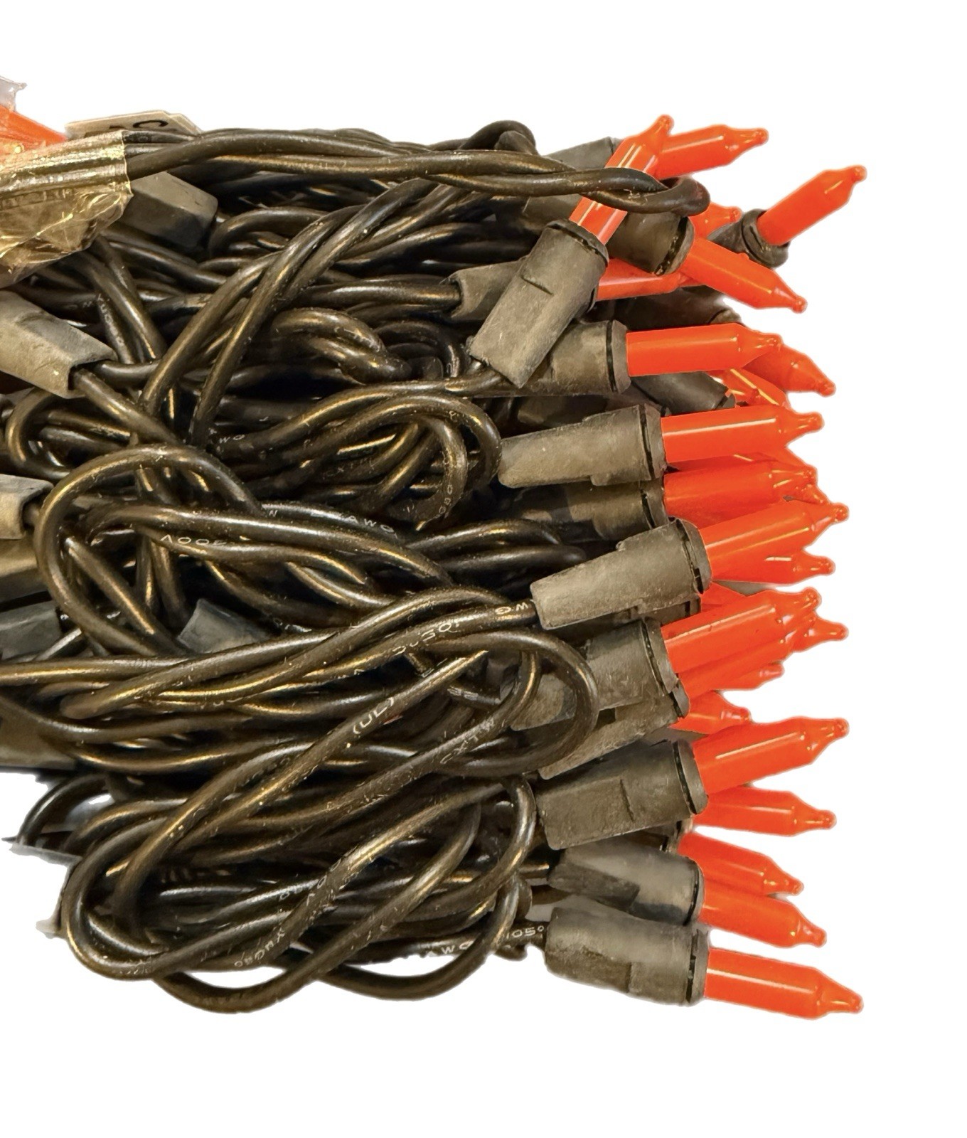 100 Incandescent Halloween Lights Orange Black Wire 18 Feet