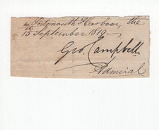 Admiral George Campbell (1759-1821) Signed Clip / Autographed French Revolution