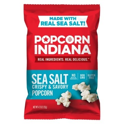 Popcorn Indiana Crispy Savory Sea Salt Popcorn 4.75 oz 12 Ct Case Gluten Free