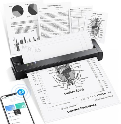 A28U Wireless Tragbarer Thermodrucker A4 für Home Office Schule Reisen Schwarz
