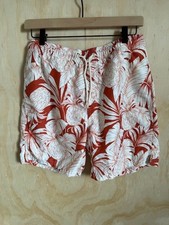 Old Navy Swim Trunks Mens Small Rust Tropical Palm Print Drawstring