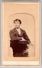 Antique CDV Circa 1860s Handsome Man With Mustache In Suit Unmarked