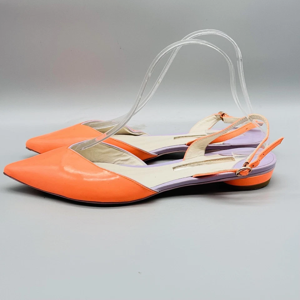 Zapatos planos Sophia Webster para mujer 9 naranja púrpura charol con cordones Foto 3 de 4