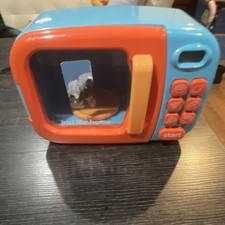 Just Like Home Battery Powered Blue Plastic Toy Microwave Kitchen Appliance