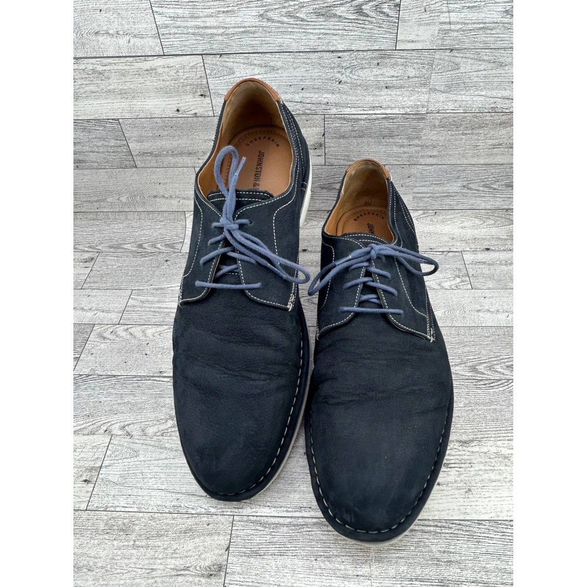 Johnson & Murphy Men\'s Sz 11.5 Navy Brown Knit Breathable Derby Shoes Versatile! Men main image 3
