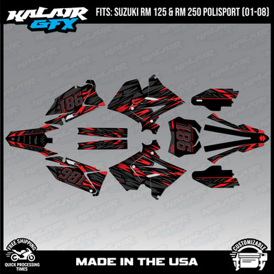 Graphics Kit for SUZUKI RM125 250 2001-08 POLISPORT RESTYLE Twitch Series - Red