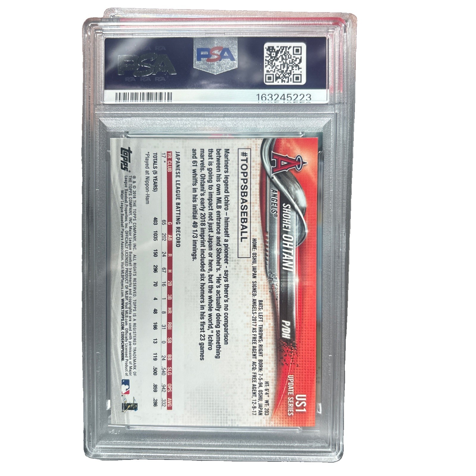 2018 Topps Update #US1 Shohei Ohtani (RC) Pitching PSA 10 Gem Mint 10 view 2