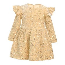 Kids Girls Fall Winter Long Sleeve Sequin Velvet 9-12 Months Champagne a