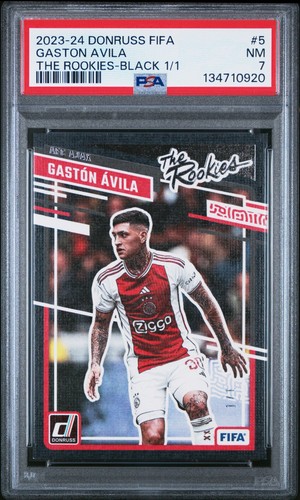 2023-24 Gaston Avila Panini Donruss The Rookies Black Ajax Rookie Card 1/1 PSA 7