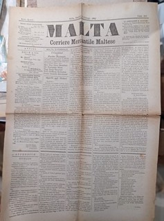 Rare Malta Political Newspaper Malta Corriere Mercantile Maltese February 1887