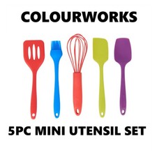COLOURWORKS 5 PIECE MINI SILICONE KITCHEN TOOL/UTENSIL SET