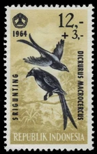 INDONESIA B162 - Black Drongo "Dicrurus macrocereus" (pf71154)