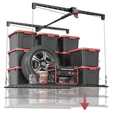 Overhead Garage Storage Rack for 8-10 FT Ceiling, Heavy-duty 4x4 FT Ceiling S...