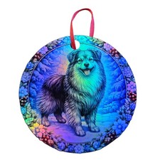 Pyrenean Shepherd Slate Grey Holographic Dog Ornament