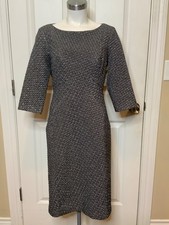 Michael Kors Collection Gray Silver Geometric Textured Sheath Dress, Size 14