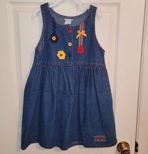 Vintage Girls Buster Brown Size 6X Denim Jumper Dress Pre-Owned EUC