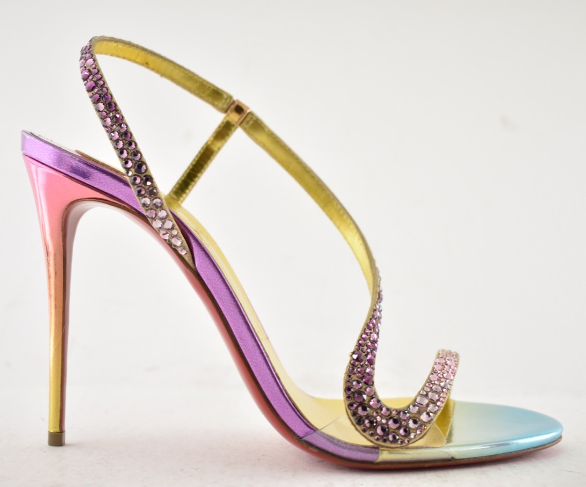 Christian Louboutin Rosalie Strass Boreal 100 Ankle Strap Sandal