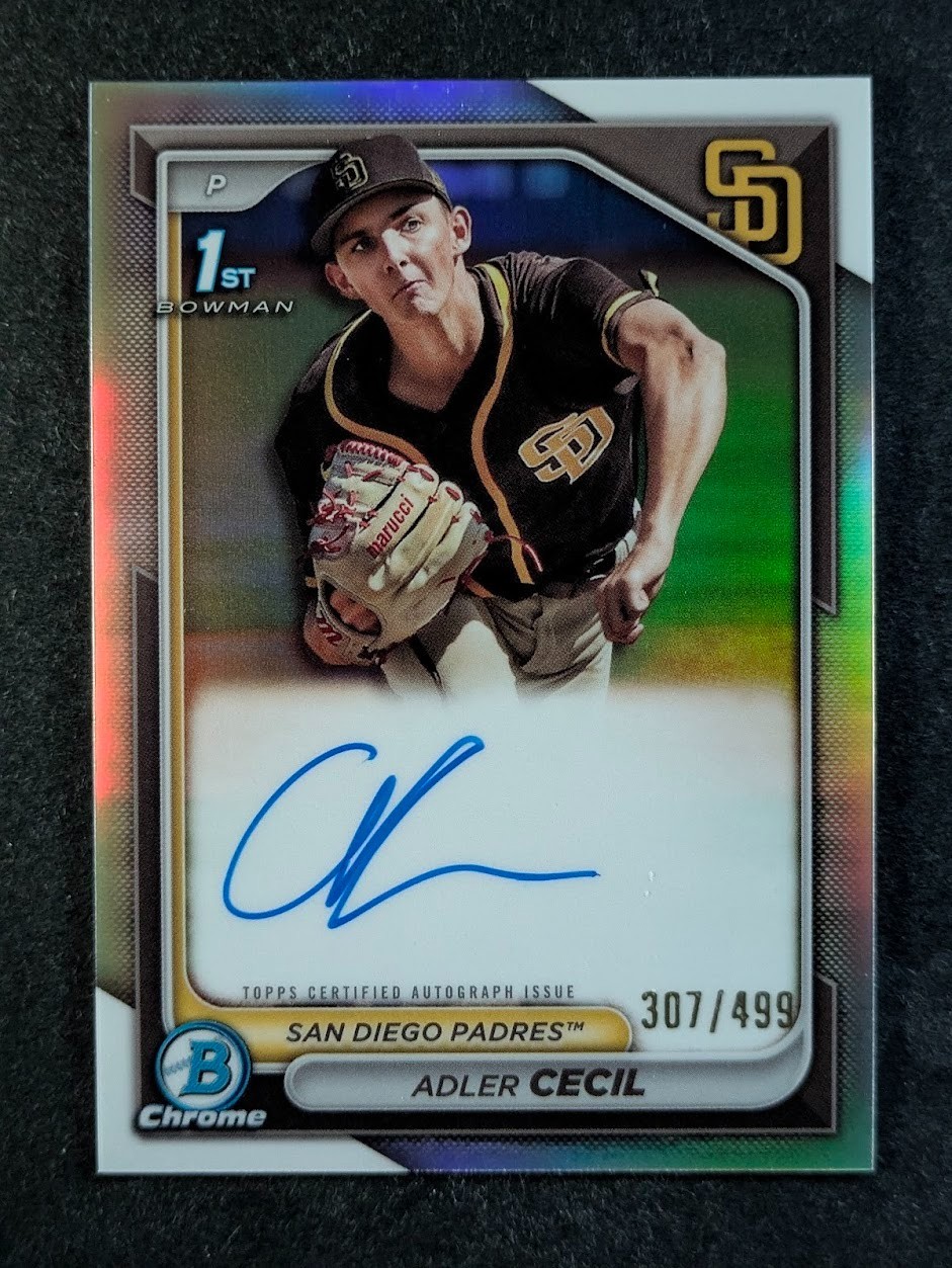 2024 Bowman Chrome ADLER CECIL 307/499 1st Bowman Auto Refractor SP #CPA-CA