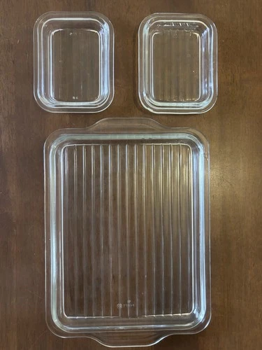 Set of 3 Pyrex Refrigerator Dish COVERS ONLY 501 503 Glass Lids Vintage