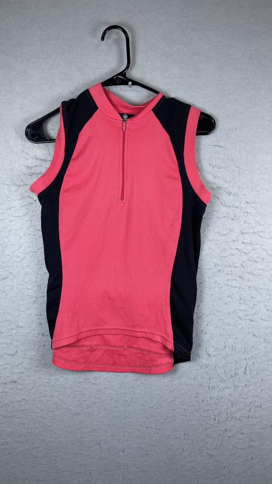 Canari Cycling Jersey Womens Small Pink Black Sleeveless 1/4 Zip Road Bike Top