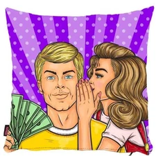 Pop Art Couple Pillow Cover, Modern Decorative Cushion, Funny Home Decor