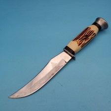 Vintage Cobra Fixed Blade Knife 9" Faux Stag Style Handle Hunting Bowie Brazil