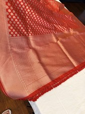 Red Banarasi Style Saree with Gold Zari Weaving  Traditional Indian Wedding Sar