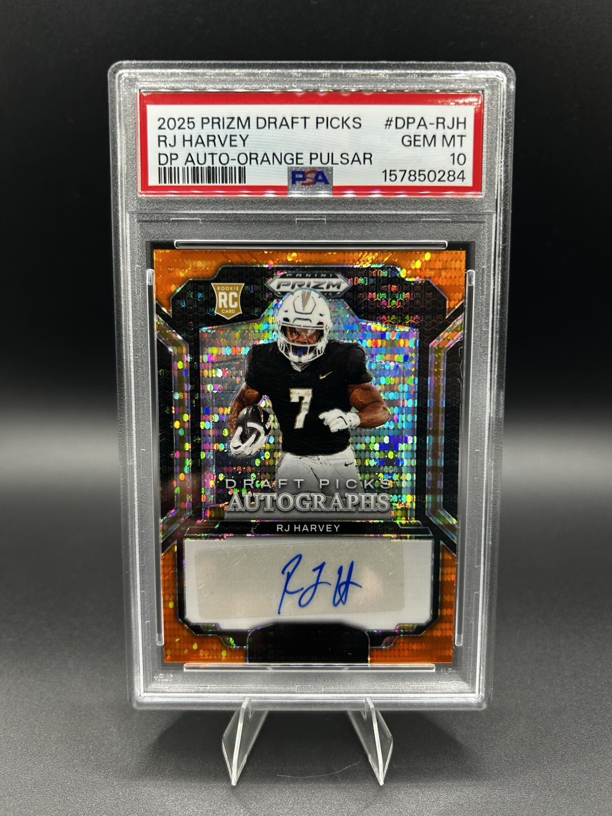 RJ Harvey Panini Prizm Draft Picks Draft Picks Autographs #DPARJH Orange Pulsar
