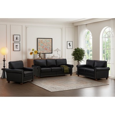 Sectional Sofa w/ Storage, Black Faux Leather, 6-Seat, Removable Boxes