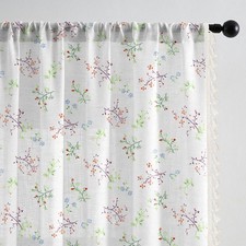 Floral Curtains Farmhouse 52W x 84L Pack of 2 , New Tassel