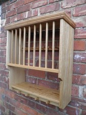 Solid Oak Plate Rack With Shelf 10 plate