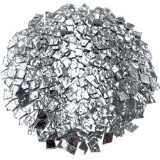 LITMIND 1.1LB Shiny Silver Irregular Glass Mosaic Tiles w/ Black Backing