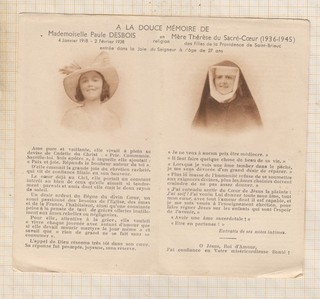 26G522 IMAGE PIEUSE mortuaire MERE MARIE THERESE DU SACRE COEUR SAINT BRIEUC