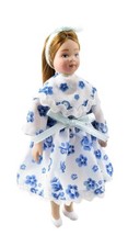 Dolls House Modern Little Girl in Party Dress 1:12 Scale Porcelain People