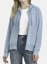 Women Fleece Hoodie Jacket Pull Over Full Zip Size S Blue Jacket