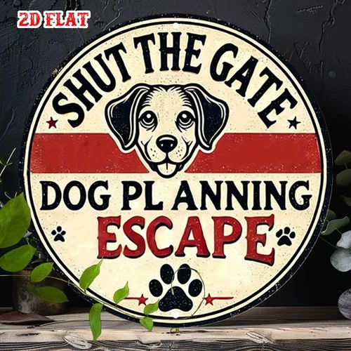 Vintage Dog Warning Shut The Gate Tin Metal Signs Home Décor 8x8