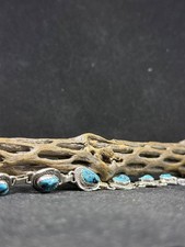 Native Navajo king man Turquoise Sterling silver link Bracelet stamped sterling