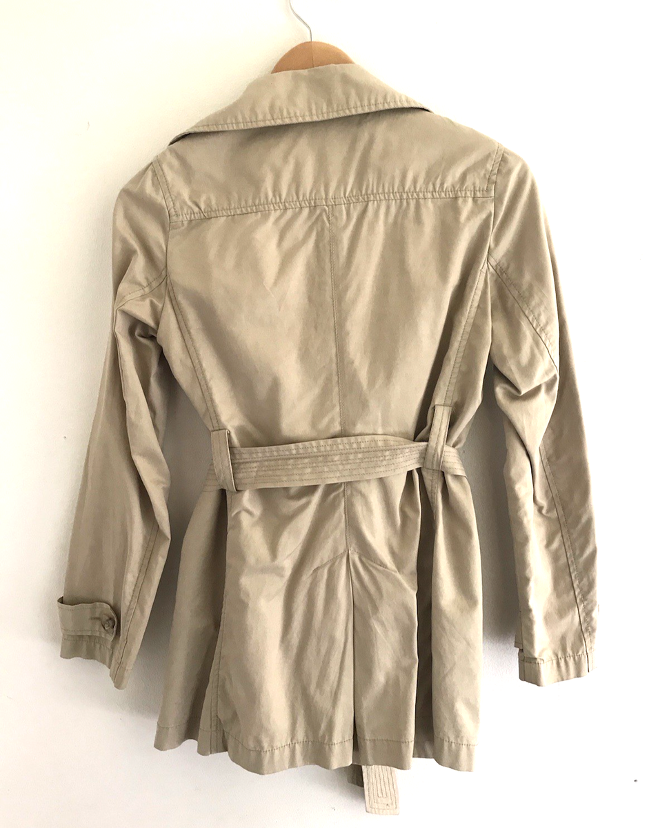 United Colors Benetton Womens Short Trench Coat Tan Lightweight