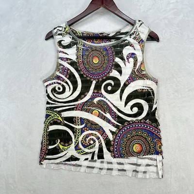 Vintage Moa Moa Top Women Medium Ruffle Asymmetric Abstract Artsy Tank Y2K