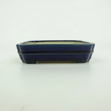 Bonsai Pot Aoka Small Rectangular Glazed Blue 12.2cm Length Used
