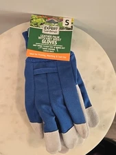 Expert Gardener Ladies Leather Glove with Navy Canvas Back and Knit Wrist, Small