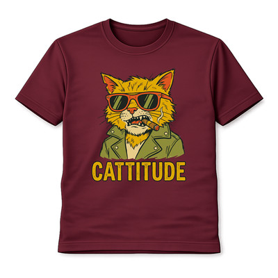 T-Shirt Cattitude Katze Unisex lustig Haltung Tier Grafik Tee