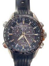 SEIKO Astron Chronograph Solar Watch Analog Rubber BLK BLK 8X82 0AB0 1