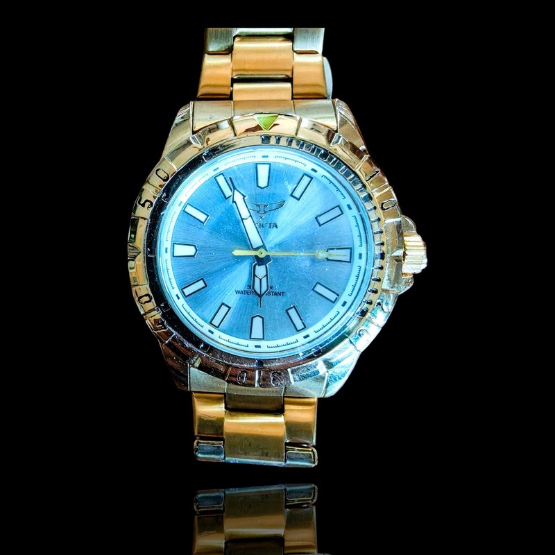 Invicta Pro Diver Quartz Gold Tone Stainless Steel Blue Dial Men's Watch
