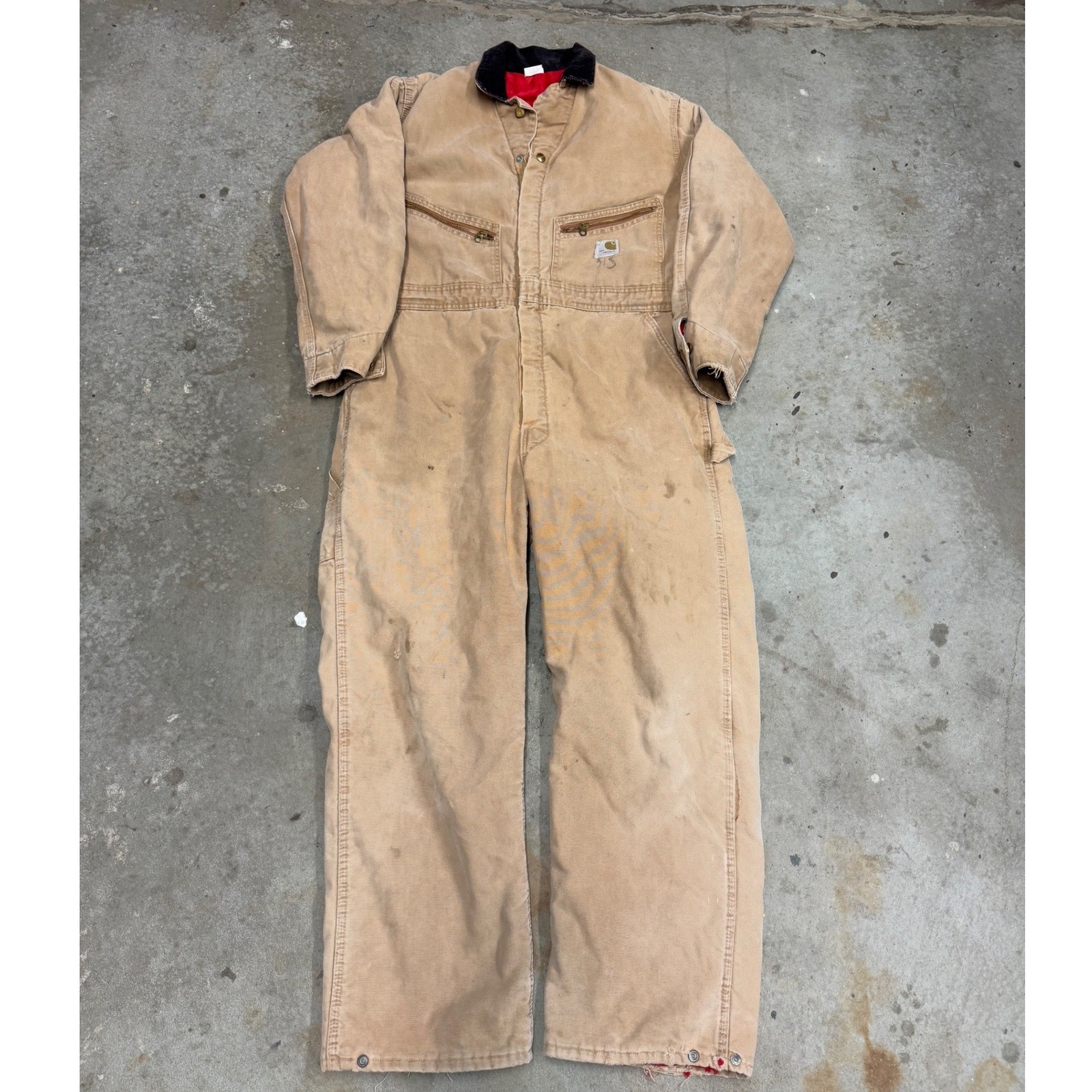 Carhartt Mens Tan Canvas Double Knee Work Bib Overalls Size 44R