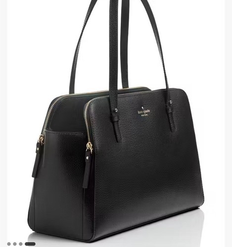 Kate Spade NY Large Grand Street Lydia Satchel Handbag Black w/ Gold Accent - Picture 4 of 20