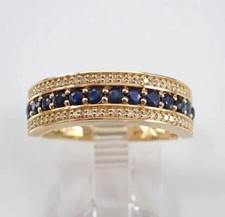 2Ct Round Cut Lab-Created Blue Sapphire Wedding Band Ring 14K Yellow Gold Plated