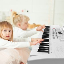 61-Key Electronic Keyboard Piano Lighted with LCD Display, Stand,Bench for Child